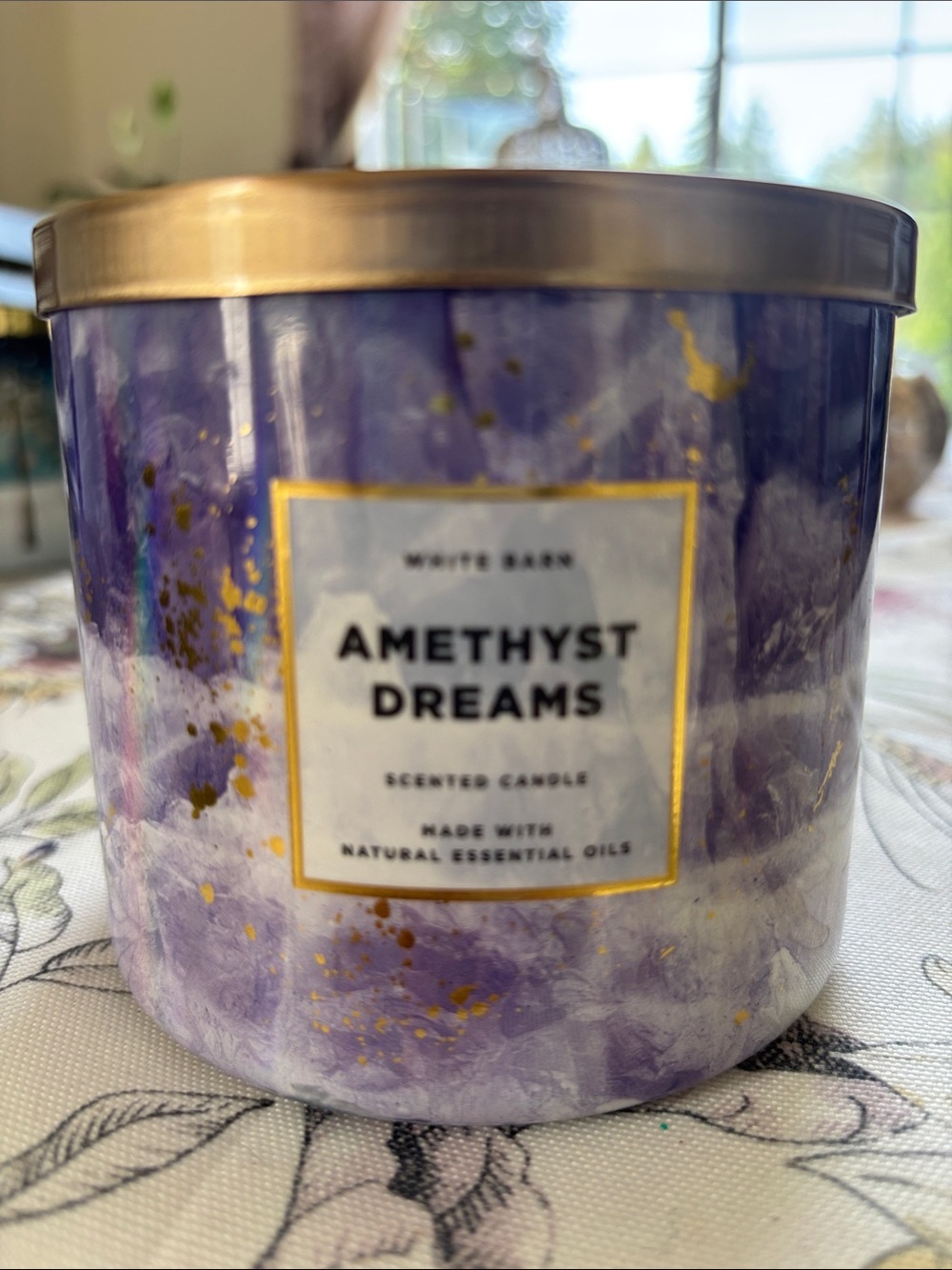 Bath and Body Works White Barn “Amethyst Dreams” 3-wick Candle Purple  Gold NWT